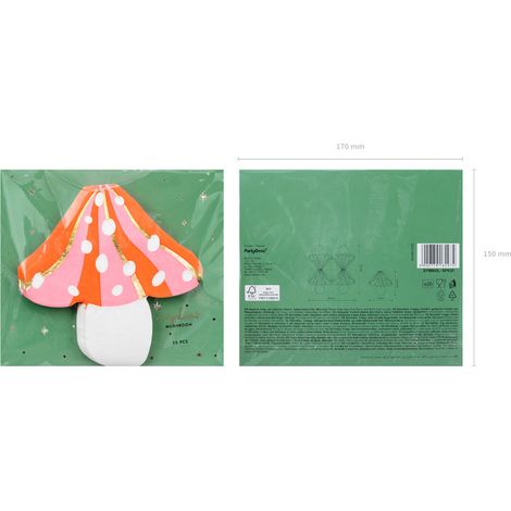 Serviettes en papier à motifs champignons, assortiment, 13 x 13,5 cm (1 paquet / 20 pièces) (1/2)