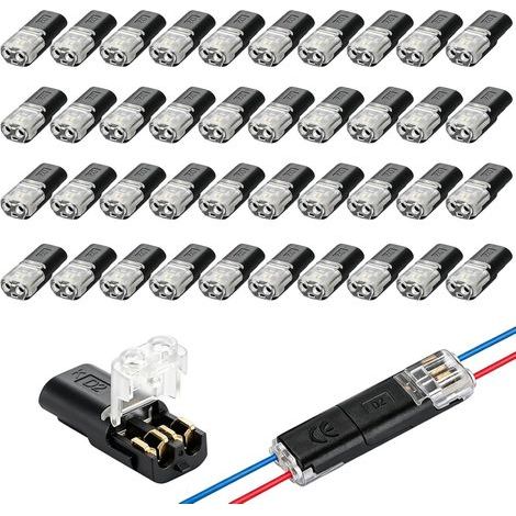 40 Pièces Connecteur Électrique Rapide 2 Broches Etanche, 12V Connecteurs à 2 Fil Basse Tension pour Câble 18-22 AWG Auto Camion Bande LED Audio Bricolage (1/5)