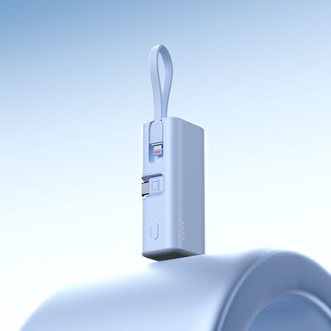 Chargeur ultra-rapide PD22,5 W, câble intégré, mini-batterie externe, capsule portable, alimentation mobile, 5 000 mAh (bleu) (1/5)