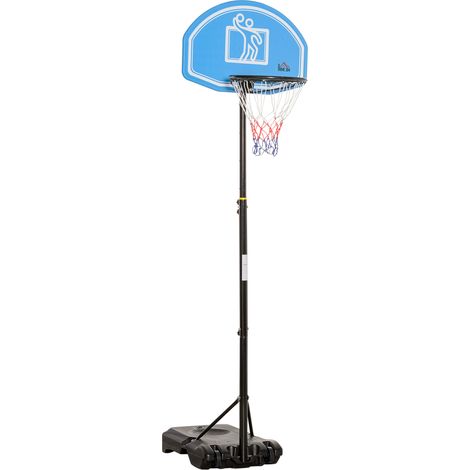 Panier de basket extérieur hauteur ajustable 160-210cm avec roues base remplissable 76x48x254cm Noir