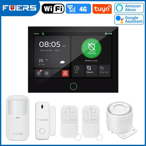 (Pack 1) Système d'alarme de sécurité domestique intelligent avec écran TFT 7 pouces, Wi-Fi 4G LTE et protection antivol. (1/5)