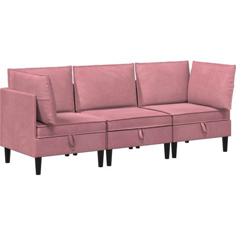 Set di mobili per il soggiorno con cuscino 3 pcs Rosa Velluto vidaXL
