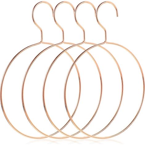 Lot de 4 anneaux porte-foulards style nordique, cintres pour vêtements, cintres métalliques pour ceintures-25.5X17.8CM-Rose Gold (1/3)