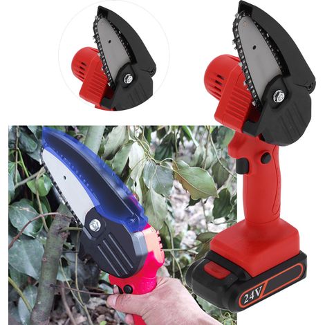Verbesserte rote Miniatur-Kettensäge FYD-003, kleine wiederaufladbare Lithium-Kettensäge, europäischer Standard AC110-240V (1/5)