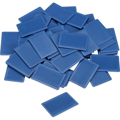 50 Pcs Cale Plastique 60 x 40 x 2 mm Entretoises, Cales de Carrelage, Plaques d'Espacement, Plaques de Nivellement, Cales, Blocs d'Espacement, Entretoises, Bleu (1/5)