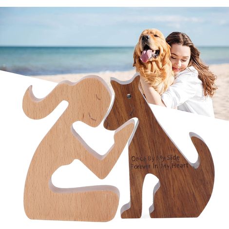 Ornements Bois en Hommage aux Chiens, Cadeaux de Deuil Animal, Souvenir Sympathie 14x10,5x2cm (1/5)