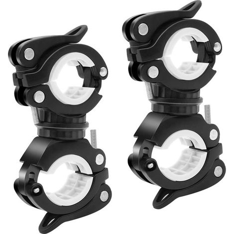 2 pezzi Morsetto di montaggio per luce da bicicletta, supporto per torcia da bici, regolabile e girevole a 360°, flessibile ed elastico, clip universale per supporto torcia a LED (1/5)