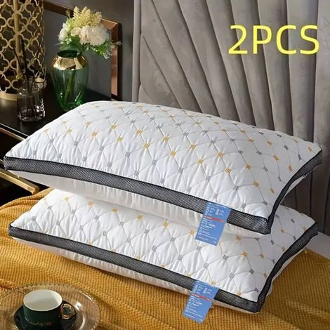 Lot de 2 oreillers pour aider à dormir, non pliés, oreiller doux pour hôtel, 48 x 74 cm, oreiller pour la maison, le dortoir, oreiller simple, protection cervicale (1/4)