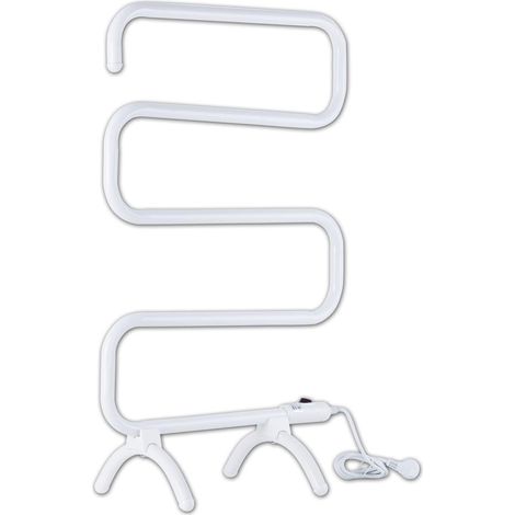 Porte-Serviettes Chauffant Électrique, 5 Tubes Chauffants, Thermostat, Design Moderne, Résistant à la Rouille, Fonctionnement 24h/24, 100W, Antibactérien, Anti-Moisissures, Blanc (1/5)