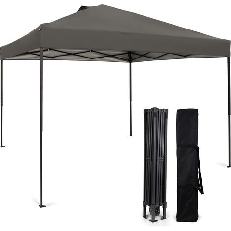 HOMEDEMO pavillon 3x3 wasserdicht stabil winterfest, One-Touch Pop-Up Pavillon mit Schnellaufbau Verstärkten Röhren, UV-Schutz & Wasserdicht, Stabil für Camping, Festivals & Gartenpartys, Dunkelgrau (1/5)