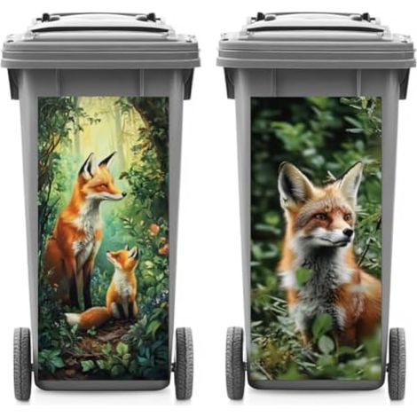 Lot de 2 autocollants pour poubelle « Forêt de renards » (1/5)