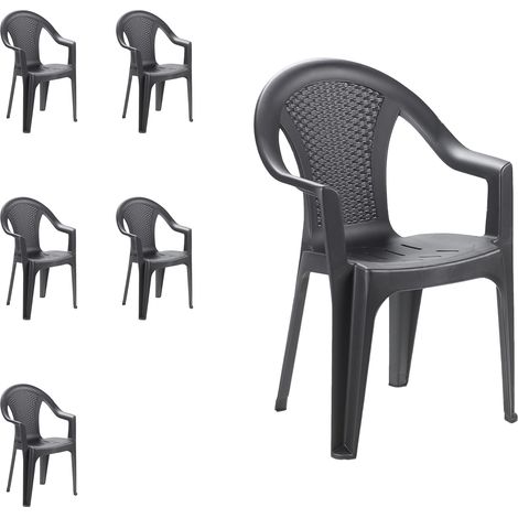 6 Stück Stapelstuhl Ischia Rattan-Optik Anthrazit-MISC128AN-6 (1/2)