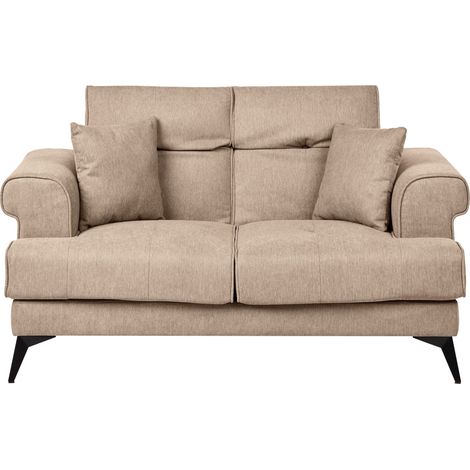 Sofa 2-Sitzer SKIVE Stoff Hellbraun