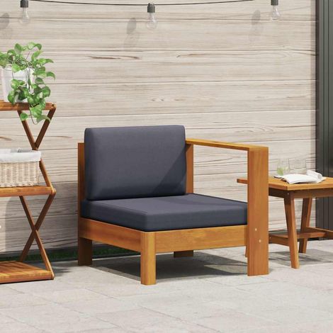 vidaXL Sofá central con 1 reposabrazos madera acacia gris oscuro (1/5)