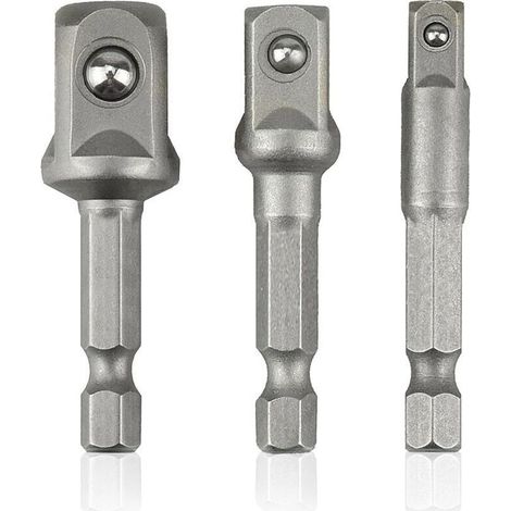 Set 3 Adaptateurs et Rallonges de Douille à Impact 1/4 3/8 1/2 Pouces - Acier Chrome Vanadium - Pour Clé à Chocs et Perceuse à Haute Torsion (1/5)