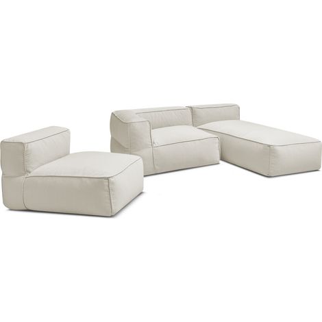 BOBOCHIC - Canapé de jardin modulable GIULIA avec bâche de protection, 1 chauffeuse 1 place, 1 angle et 1 méridienne Beige (1/5)