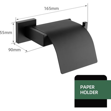 Porte-serviettes à crochet noir mat en acier inoxydable 304, barre porte-serviettes double, porte-papier toilette, porte-mouchoirs, porte-brosse WC (1/5)