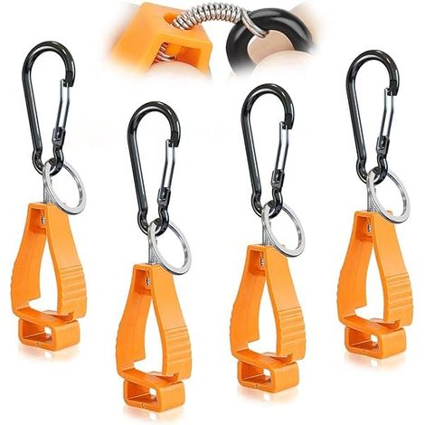 4 pièces, pinces à gants de travail, support pour gants, accessoires pour ceinture de travail, pinces à gants de travail orange (1/5)