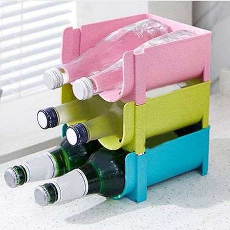 3 colors: Pink Material: Plastic Creative storage box for drinks in the refrigerator, stackable, easy to use for storing beer. (1/5)