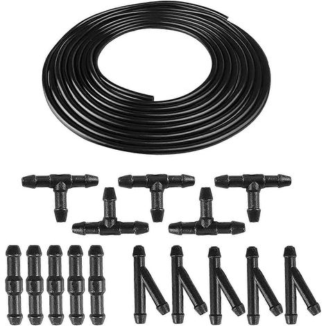 Kit de tuyau universel pour lave-glace avec raccords, compatible avec la plupart des lave-glaces (6 m + (1/5)