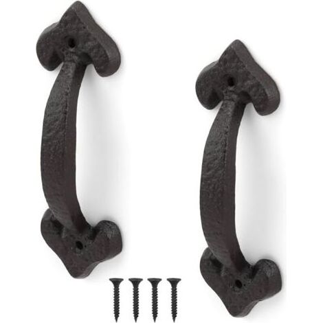 Poignée de Porte en Fonte Ancienne, 2 Pièces Poignée Porte Coulissante, Poignée de Porte Rétro, Gamme Complète d'Accessoires, pour Portes de Hangar, Garages, Placards,de DEBUNS (1/5)