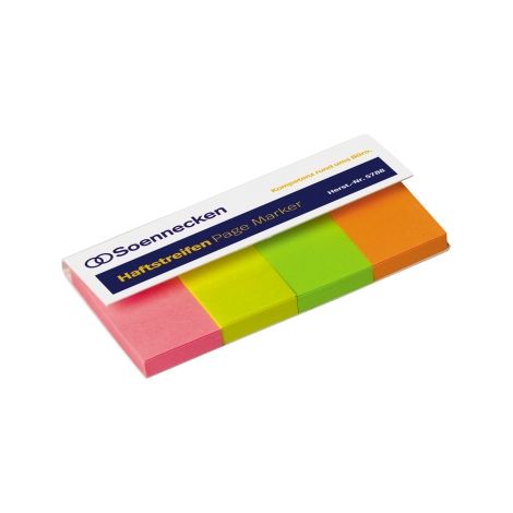 SOENNECKEN Haftmarker Soennecken Page Marker 50 x 20 mm (B x H) neonpink neongelb neongrünneonorange 50 Bl./Block 4 Block/Pack. (1/2)