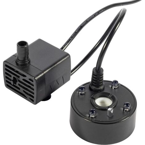 Ultraschall-Teichzerstäuber, Ultraschall-Teichnebel mit LED-Leuchten, Luftbefeuchter für Wasserbrunnen (weiß, schwarz) (1/5)