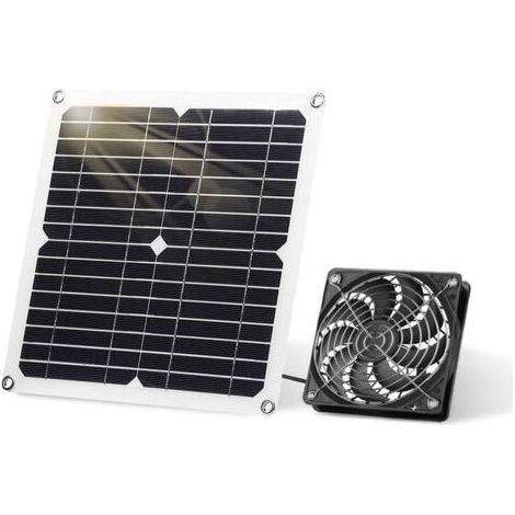 Ventilateur solaire 12 W - Panneau solaire résistant aux intempéries - Avec ventilateur CC - Pour petits poulaillers, serres, hangars, maisons pour animaux domestiques, alimentation ou (1/5)