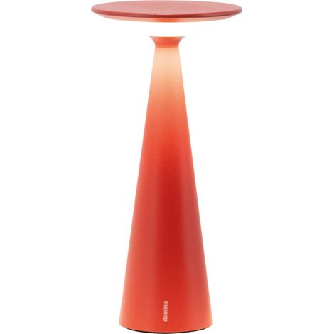 Zafferano Damina - Lampada Led Ricaricabile da Tavolo, Touch Dimmer, 8h di Autonomia, IP65 - Senza Fili, Finitura in Alluminio Rossa (1/3)