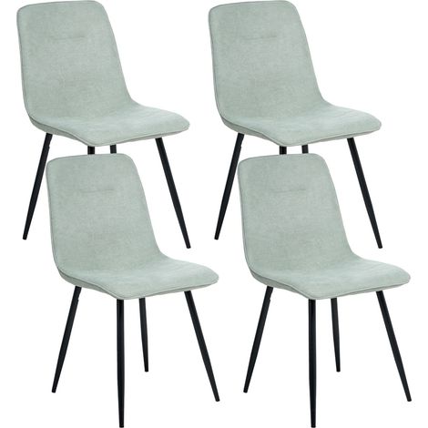 Set of 4 Dining Chairs TUSCOLA Fabric Light Green (1/5)