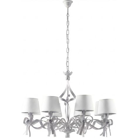 Lampadario Shabby Chic Lucy 8 Luci Bianco LuceArt Classic (1/5)