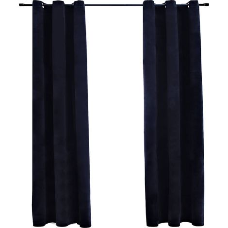 vidaXL Rideaux occultants et anneaux 2 pcs noir 94x160 cm velours (1/5)