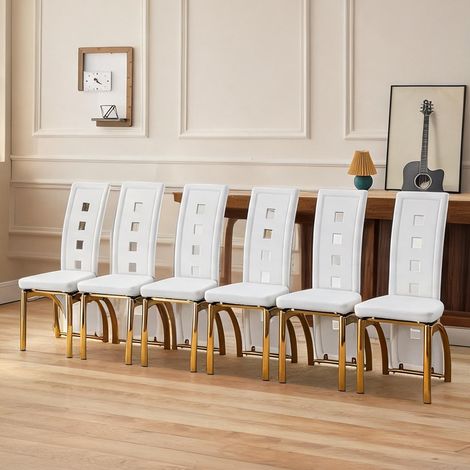 Lot de 6 chaises de salle à manger design blanc et or 102,5 cm (1/5)
