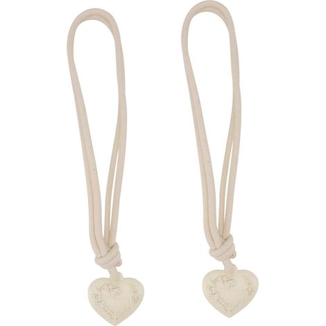 2-Piece Heart-Shaped Curtain Tiebacks, Sturdy Cords for Curtains, Modern and Practical Style for Windows, White