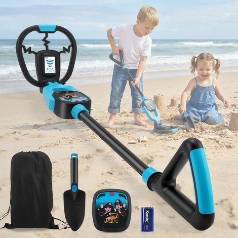 Detecteur Metaux Enfant, Detecteur de Metaux Enfant avec Tige Réglable 72–83 cm, écran LCD, Bobine de Recherche étanche, Sensibilité Détecteurs de Métaux pour Enfants avec Sac et Pelle (1/5)