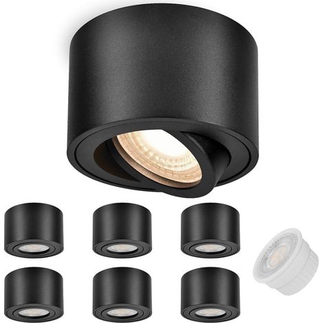 6x Spots de Plafond Noir - Extra plat (1/5)