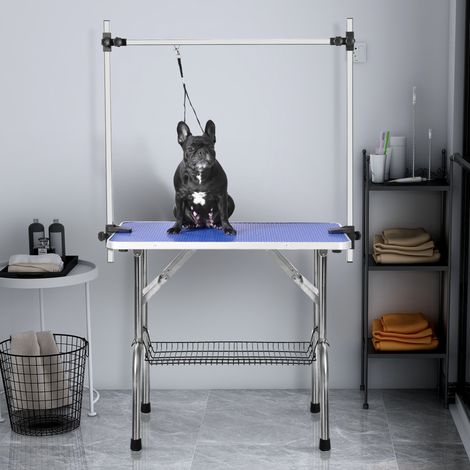 Mesa de peluquería plegable para mascotas 90 x 60 x 76 cm, azul, 60 kg DESVIAE (1/5)