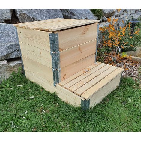 Multitanks – Composteur évolutif rectangulaire en bois naturel non traité 570 litres – Montage sans outils – Modulaire avec rangs supplémentaires
