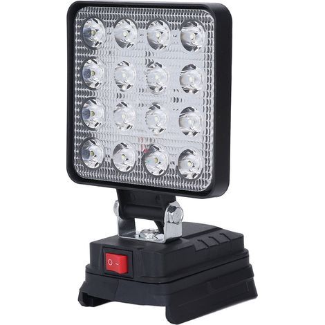 Lampe de travail LED sans fil 4 pouces, 16 LED carrées, faisceau large 4800 lm, avec 2 ports de chargement USB pour une utilisation en extérieur (1/4)