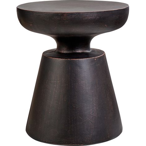 Mesa auxiliar decorativa MgO fibra de vidrio forma irregular efecto envejecido negro Mincio