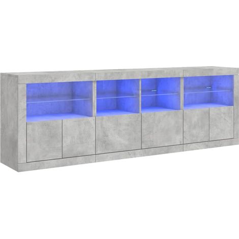 Aparador cómoda cómoda armario mueble organizador cocina salón salón con luces LED 202 x 37 x 67 cm gris 020029991