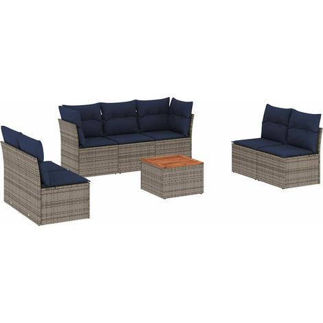 vidaXL Set Divani da Giardino 8 pz con Cuscini Grigio in Polyrattan (1/5)