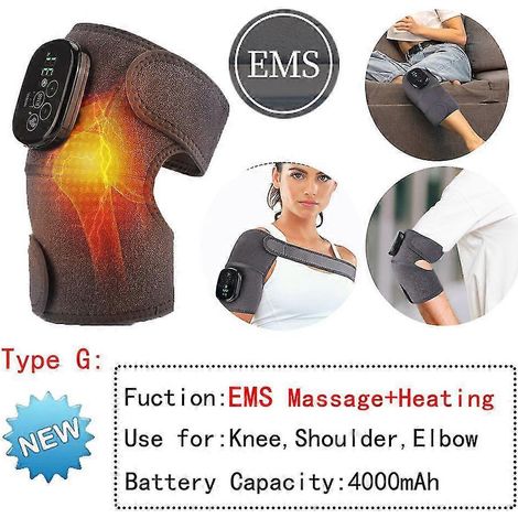 Elektrisches Wärmetherapie-Knie-Vibrationsmassagegerät für Beingelenk-Physiotherapie, Ellbogen-Wärmebandage zur Linderung von Arthritisschmerzen, Kniepolster-Massagegerät – Typ G-EMS (1/5)