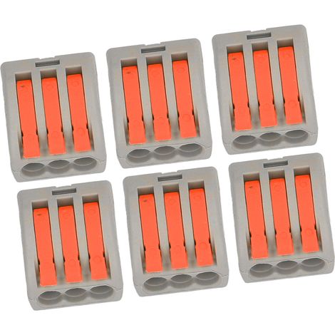Connecteur de fil 3 ports, 50 pièces, bronze, PC compact, borne de connexion rapide pour câblage domestique, orange (1/5)