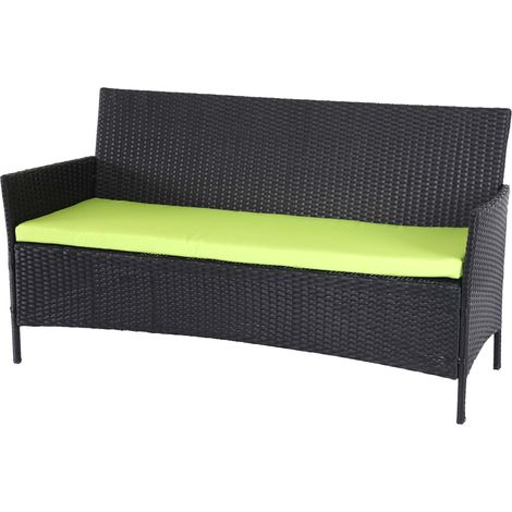 [NON UTILIZZATO] Divano sofa esterno giardino 3 posti Halden 154cm polyrattan antracite con cuscino verde
