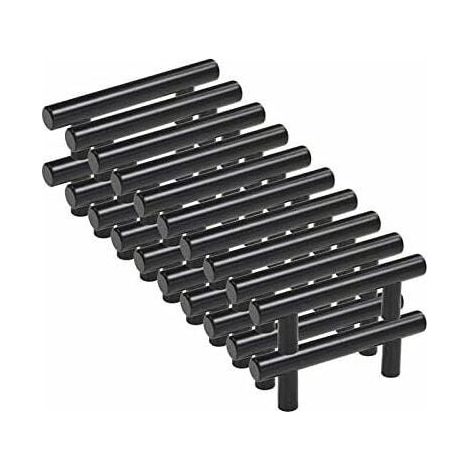 20pcs Poignee Meuble noir Poignée de Meuble Cuisine noir T Poignées Placard Tiroir Noir Entraxe 96mm(Ø12mm) (1/5)