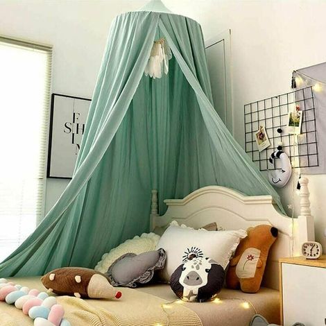 Baby Bed Canopy, Kids Mosquito Net, Lace Canopy for Girls, Canopy Bed Curtain for Play, Reading, Bedroom, Dressing Room (Green)