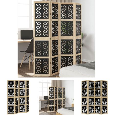 The Living Store 4-tlg. Raumteiler Braun und Schwarz Massivholz Paulownia - Raumteiler (1/5)