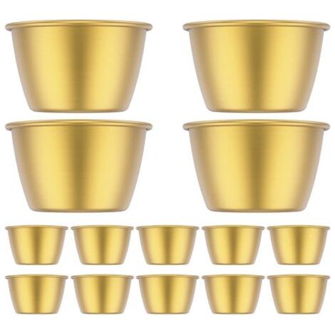 Set di 12 ciotole per salse in acciaio inox color oro, resistenti al calore, con una capacità di 45 ml. (1/5)