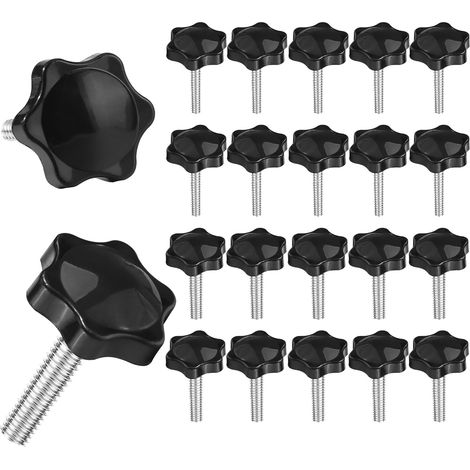 20 Pièces Vis à Tête étoilée M6 x 40 mm / M8 x 40 mm Vis à Poignée étoilée Molette de Serrage pour Machines-Outils Appareils Mécaniques (1/5)